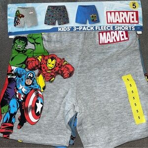 Kid’s Marvel 3-Pack Fleece Shorts Size 5